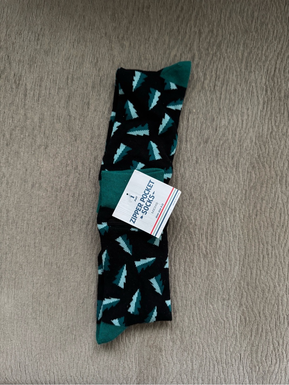 LF Black Crew Socks with Teal Tree Pattern